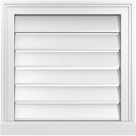 Ekena Millwork Vertical Surface Mount PVC Gable Vent: Functional, w/ 2"W x 2"P Brickmould Sill Frame, 20"W x 20"H GVPVE20X2003SF